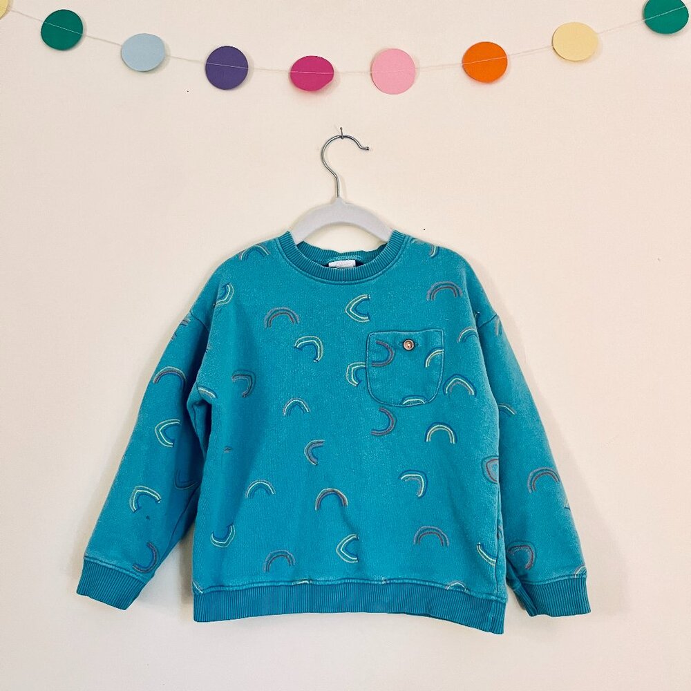 Teal Rainbow Crewneck - Zara - Size 3-4